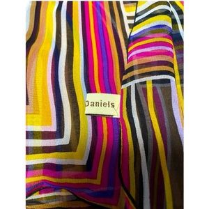 Susan Daniels Silk Chiffon Multicolored Striped Scarf. EUC